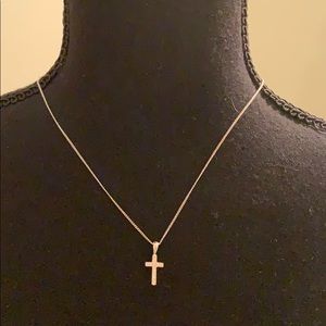 Silver Studded Cross Necklace